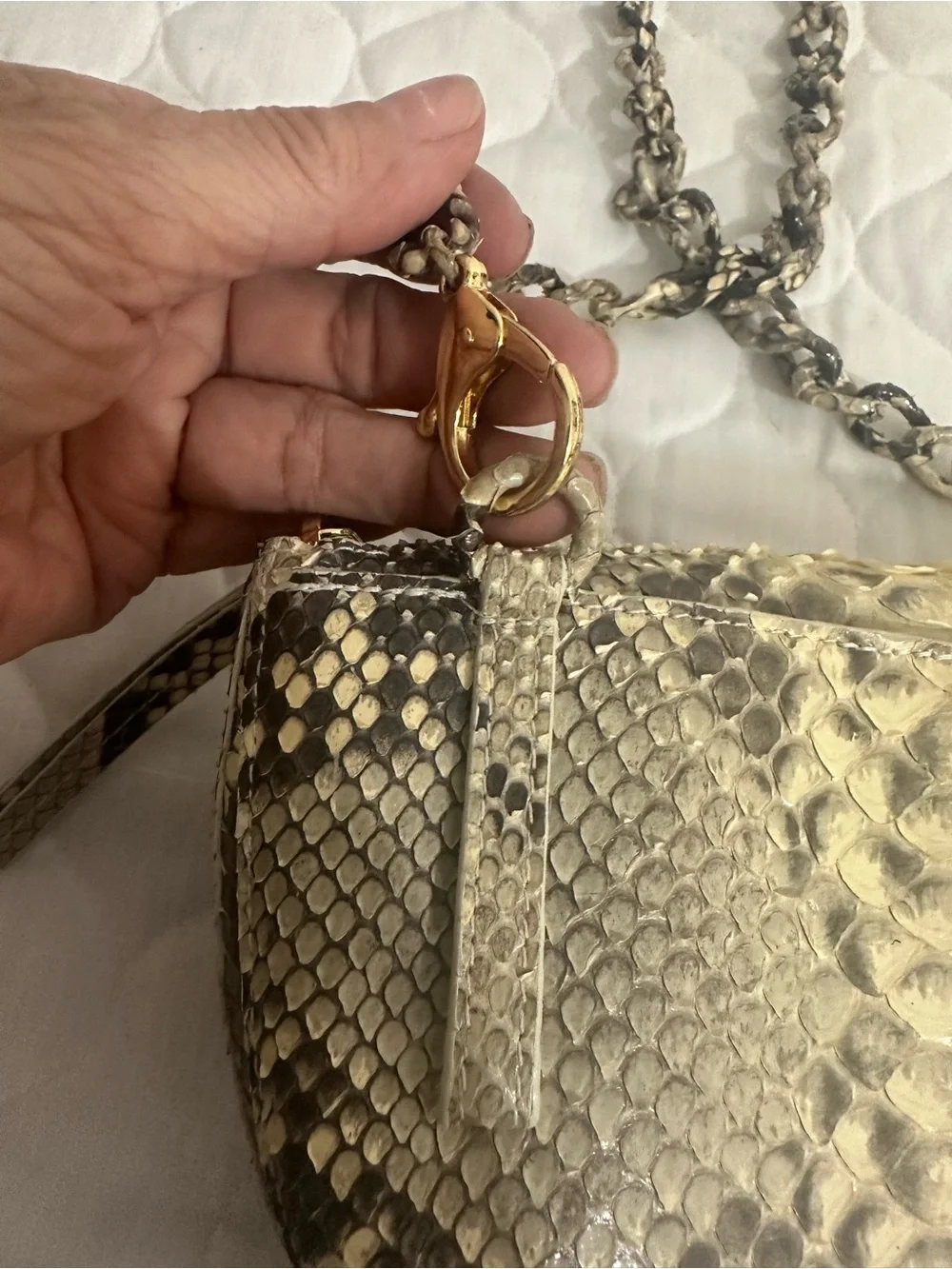 Nancy Gonzalez  Python Crossbody -belt bag in Beige and Black